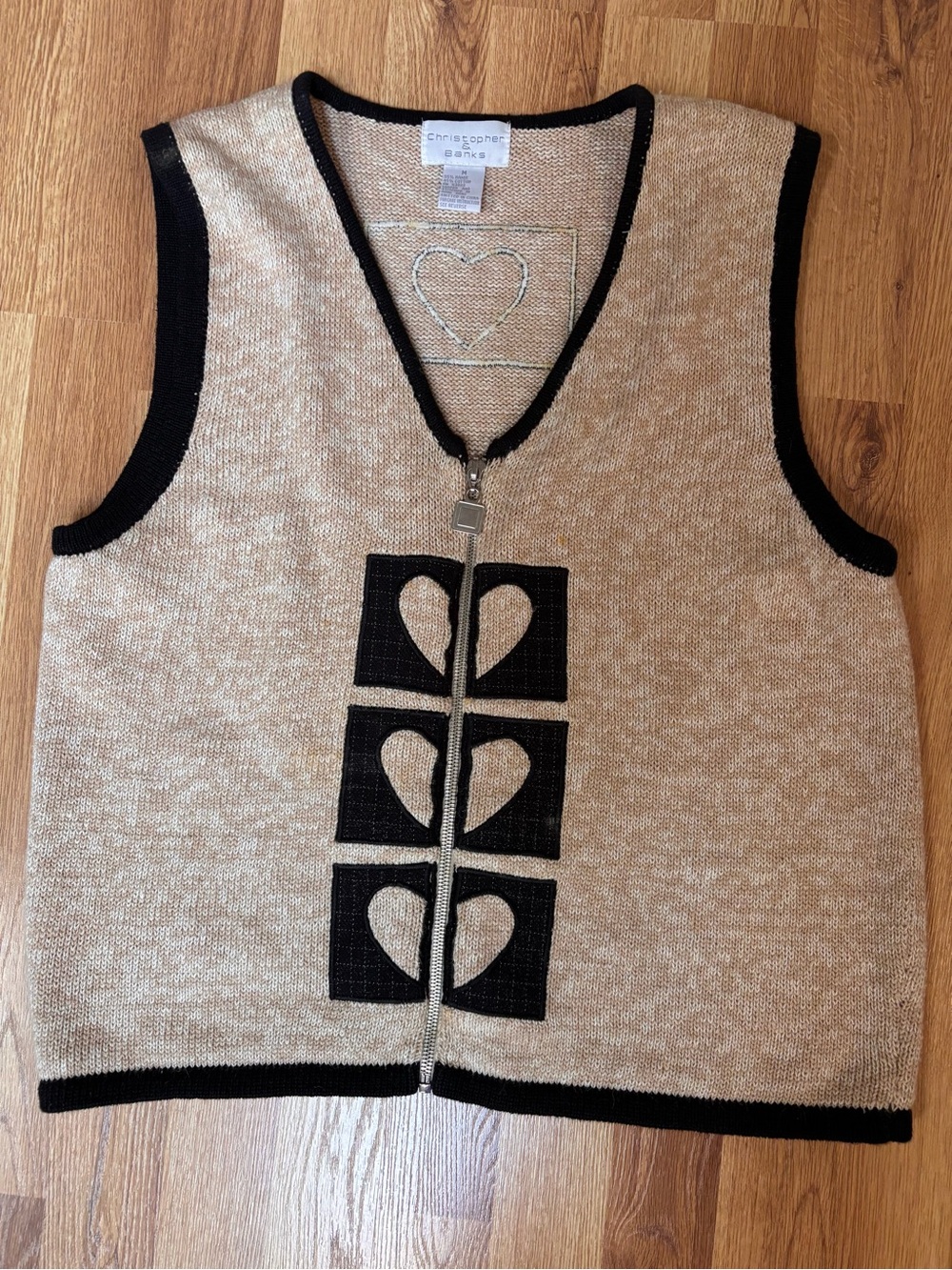 Vintage Y2K Christopher & Banks Zip Up Heart Sweater Vest Women’s Medium